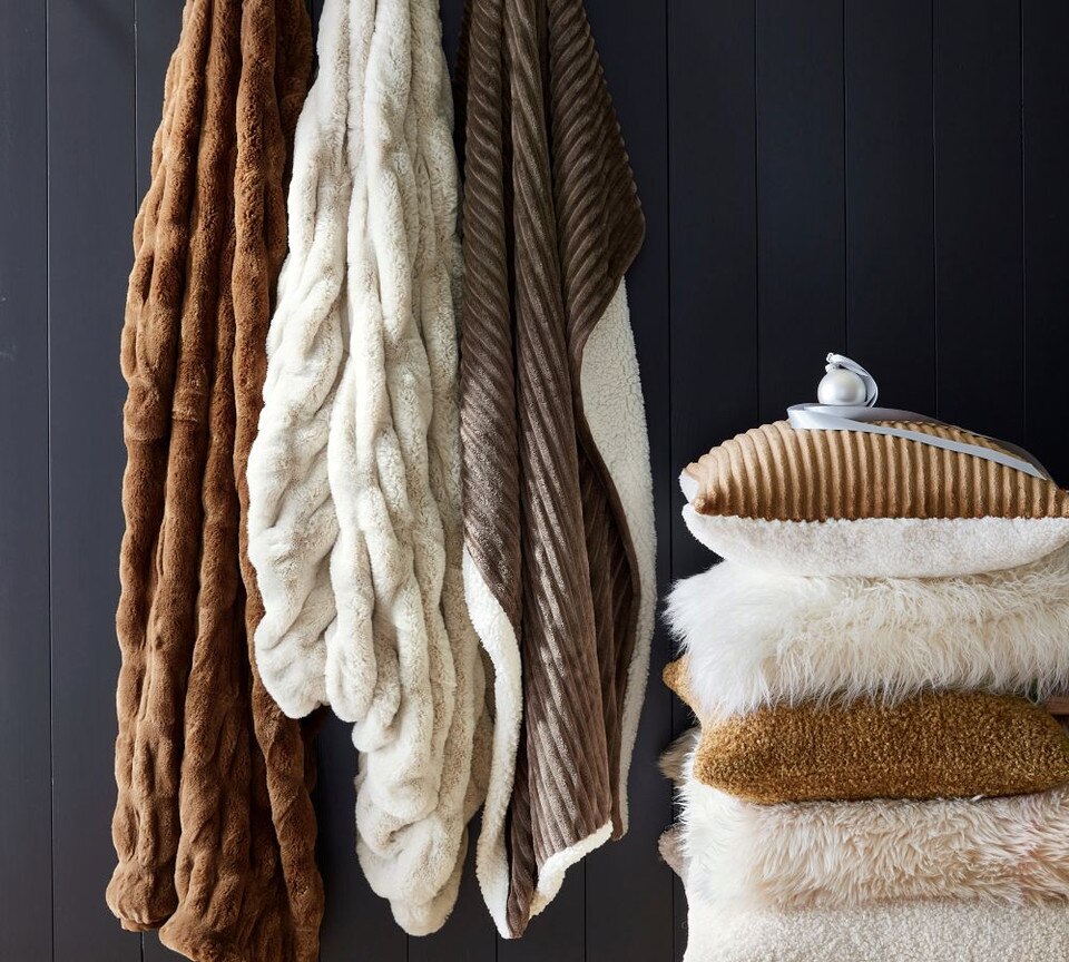 Faux Fur Ruched Throws Pottery Barn Australia